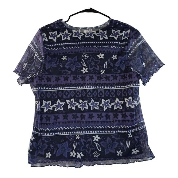 90s-Y2K Kathie Lee Collection Women's Purple Mesh Top Size L - Picture 2 of 5